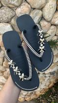 chinelo feminino havaiana personalizado preto