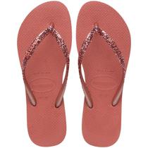 Chinelo Feminino Havaianas Slim Glitter Coleção 2025 Brilho
