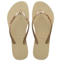 Chinelo Feminino Havaianas Slim Glitter II Areia