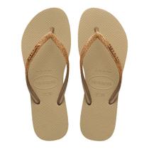 Chinelo Feminino Havaianas Slim Glitter II Bege/ouro