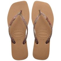 Chinelo Feminino Havaianas Slim Logo Metal Marrom - 4148 Chinelo Feminino Havaianas Slim Logo Metal Marrom - 4148