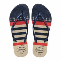Chinelo Feminino Havaianas Slim Nautical Bege - 4137125 Chinelo Feminino Havaianas Slim Nautical Bege - 4137125