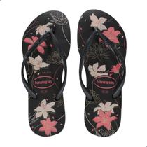 Chinelo Feminino Havaianas Slim Organic-Preto/Cinza