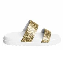 Chinelo Feminino Ice Branco Dourado Petite Jolie PJ7077