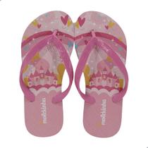 Chinelo Feminino Infantil Molekinha Rosa Com Castelo