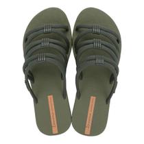 Chinelo Feminino Ipanema Diversa Slide - Verde Militar/Laranja
