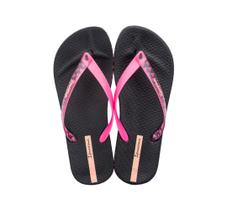 Chinelo feminino ipanema duo soft preto/rosa