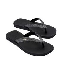 Chinelo feminino melissa sun long beach ii preto prata 35781