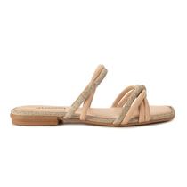 Chinelo Feminino Mississipi Slide Brilhos Bege - Q9663