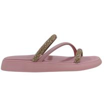 Chinelo Feminino Moleca com Plataforma Strass Brilhante