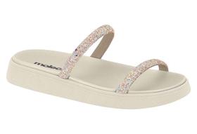 Chinelo Feminino Moleca Flatform Slide Glamour Strass Gliter