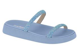 Chinelo Feminino Moleca Flatform Slide Glamour Strass Gliter