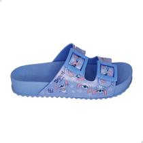 Chinelo Feminino Papete Slide Stitch Fivelas Conforto Azul