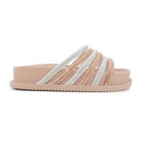 Chinelo Feminino Pele Natural Strass Bege - 3553