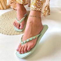 Chinelo Feminino Personalizado Virginia Brilho Sandalia de dedo Adulto Confortavel Antiderrapante