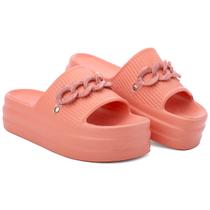Chinelo Feminino Plataforma Anabela com corrente Salto Leve 100% em EVA
