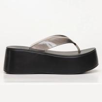 Chinelo Feminino Plataforma Plus II Preto Translúcido Petite Jolie PJ7703
