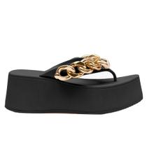 Chinelo Feminino Plus Corrente Preto Petite Jolie PJ7350 Chinelo Feminino Plus Corrente Preto Petite Jolie PJ7350