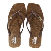 Chinelo Feminino Ramarim Bico Quadrado Marrom/Café