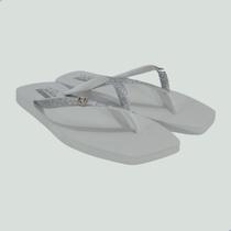 Chinelo Feminino Ramarim Bico Quadrado Solarize com Glitter Branco