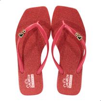 Chinelo Feminino Ramarim Bico Quadrado Vermelho