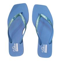 Chinelo Feminino Ramarim Solarize Bico Quadrado Glitte Azul