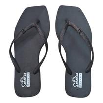 Chinelo Feminino Ramarim Solarize Bico Quadrado Glitte Preto