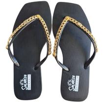 Chinelo Feminino Ramarim Solarize Detalhes Dourado Basico