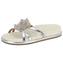 Chinelo Feminino Rasteira Prata Brilho Flor Vizzano 6507.100