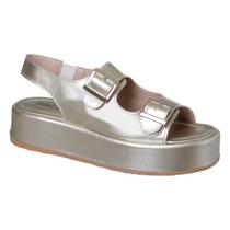 Chinelo feminino sandália plataforma flatform com fivela lolla maria off-white dourado preto Chinelo feminino sandália plataforma flatform com fivela lolla maria off-white dourado preto