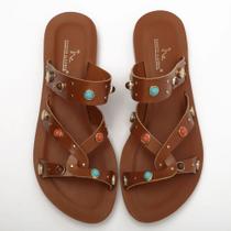 Chinelo Feminino Sapato da Corte Pedras Coloridas