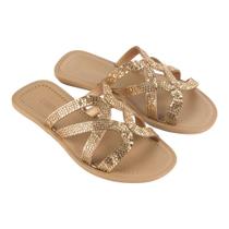 Chinelo Feminino Slide Grendha Buriti Glam Dourado