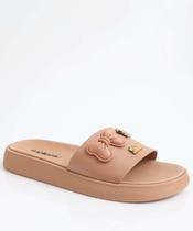 Chinelo Feminino Slide Laço Moleca Bege-34070