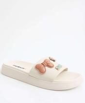 Chinelo Feminino Slide Laço Moleca Branco-34068 Chinelo Feminino Slide Laço Moleca Branco-34068