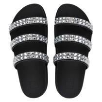 Chinelo Feminino Slide Moderno Casual Brilho Cristal Zaxy