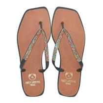 Chinelo Feminino Strass Colorido Conforto Bico Quadrado
