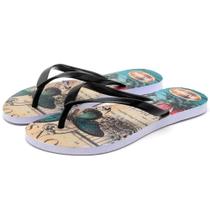 Chinelo Feminino Tira Flores Conforto Leve Dia a Dia Básico