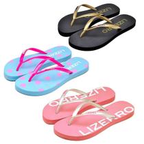 Chinelo Feminino Tiras Borracha Kit 3 Moderno