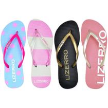 Chinelo Feminino Tiras Borracha Kit 4 Moderno Chinelo Feminino Tiras Borracha Kit 4 Moderno