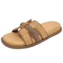 Chinelo Feminino Tiras Palha Strass Moderno Conforto Cacci Chinelo Feminino Tiras Palha Strass Moderno Conforto Cacci