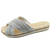 Chinelo Feminino Tiras Strass Flatform Conforto Beira Rio