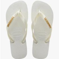 Chinelo Feminino Top Logo Metálico Dourado Havainas - Branco Chinelo Feminino Top Logo Metálico Dourado Havainas - Branco