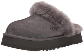 Chinelo Feminino UGG Disquette - Camurça Carvão com Pele de Carneiro Chinelo Feminino UGG Disquette - Camurça Carvão com Pele de Carneiro