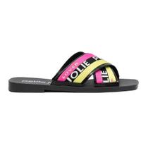 Chinelo Feminino Vibe J-Lastic Preto Multicolor Petite Jolie PJ6437