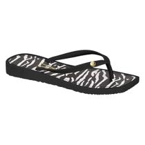 Chinelo Feminino Vizzano Bico Quadrado Animal Print Preto