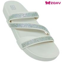 Chinelo Feminino Zaxy Strass Glow Casual