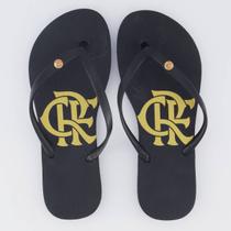 Chinelo Flamengo Basic Escudo Feminino Preto e Dourado