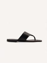 Chinelo Flat Couro - Preto