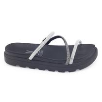 Chinelo Flat fem Vizzano 6459.118 Papete Tiras Strass Brilho