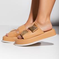 Chinelo Flat Feminina Dora Nude Palha